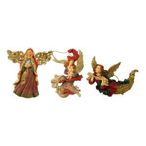3 Resin Flat Back Angel Ornaments Christmas